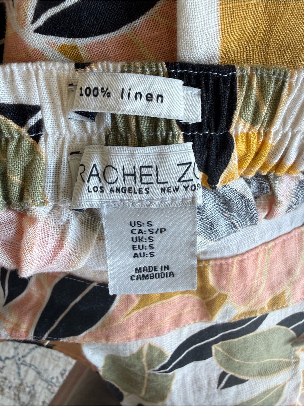 Rachel Zoe 100% Linen Tropical Floral Faux Wrap Midi Skirt Vacation Boho Summer - Picture 6 of 8
